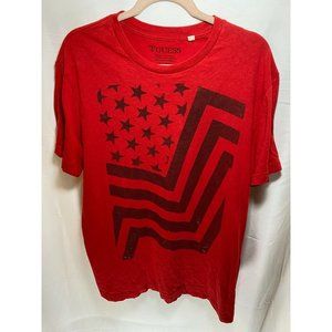 Guess Shirt Adult Extra Large Red Black Stars and Stripes Tee Mens‎